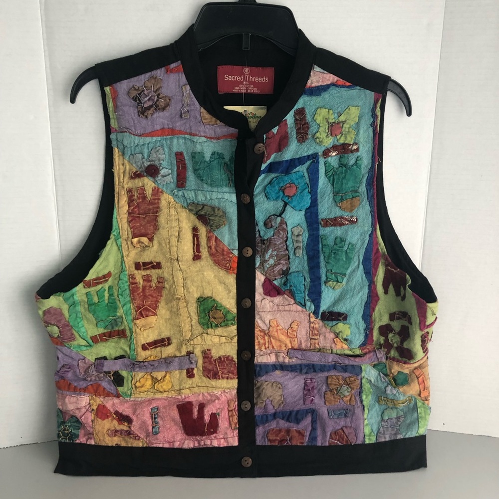 Sacred threads vest NWT measurements in pictures